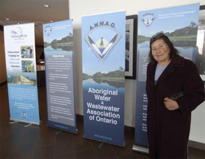 Anishinabek Nation Women’s Water Commissioner Josephine Mandamin at the Aboriginal Water & Wastewater Association of Ontario’s 13th annual conference. 