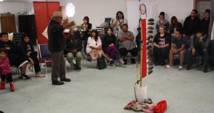 Pays Plat First Nation citizens receive clan teachings from Elder Gordon Waindubence on July 25. 
