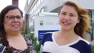 Wikwemikong’s Rhiannon Magiskan, right, enjoyed her week during the NOSM Summer Science Camp at Lakehead University in Thunder Bay. Her mother Teresa Trudeau, left, encouraged her to attend.
