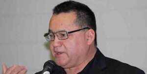 Grand Council Chief Patrick Madahbee speaks to participants at the Anishinabek Education Symposium April 23.  – Photo by Marci Becking 