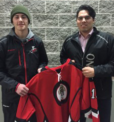 Forward Trey Maracle with manager Wes Marsden Jr.