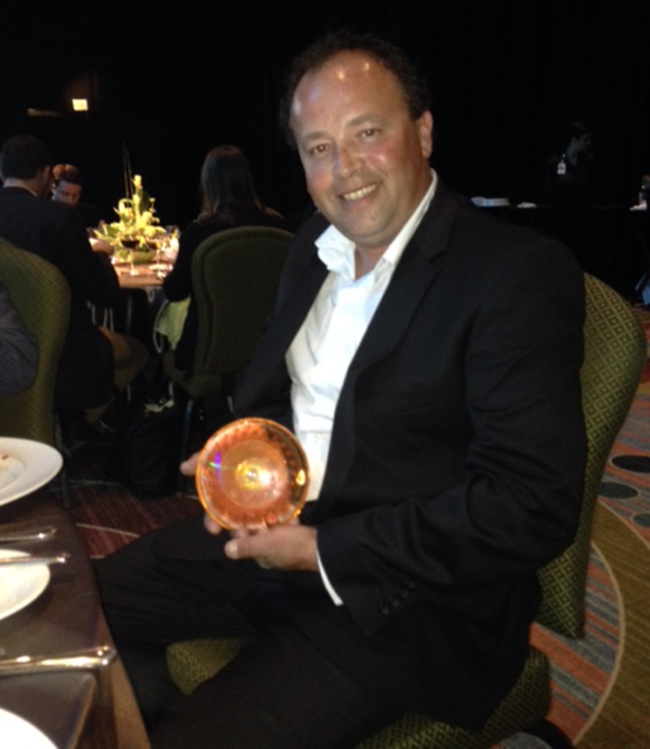 Alderville First Nation maintenance supervisor Syd Marsden with the Canadian Solar Industry Game Changer Award.