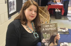 Jenny Dupuis at her book-signing in Nipissing First Nation at their meeting