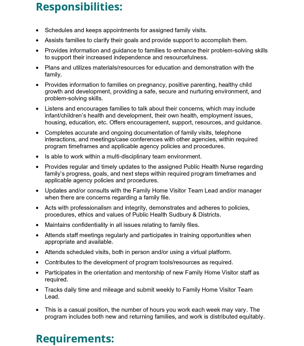 Family Home Visitors (2) Bilingual - Casual Job post page 2