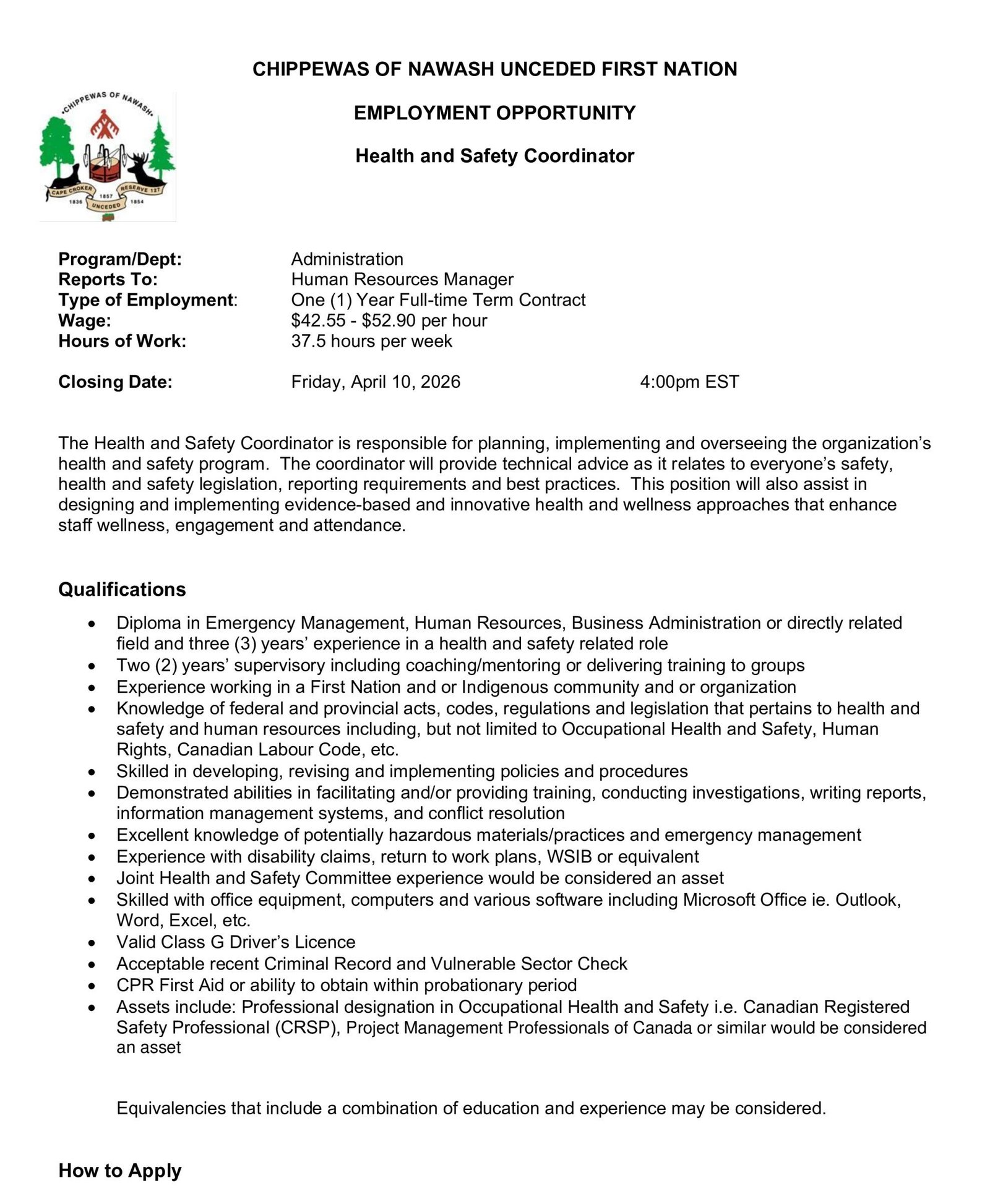 Health and Safety Coordinator page 1