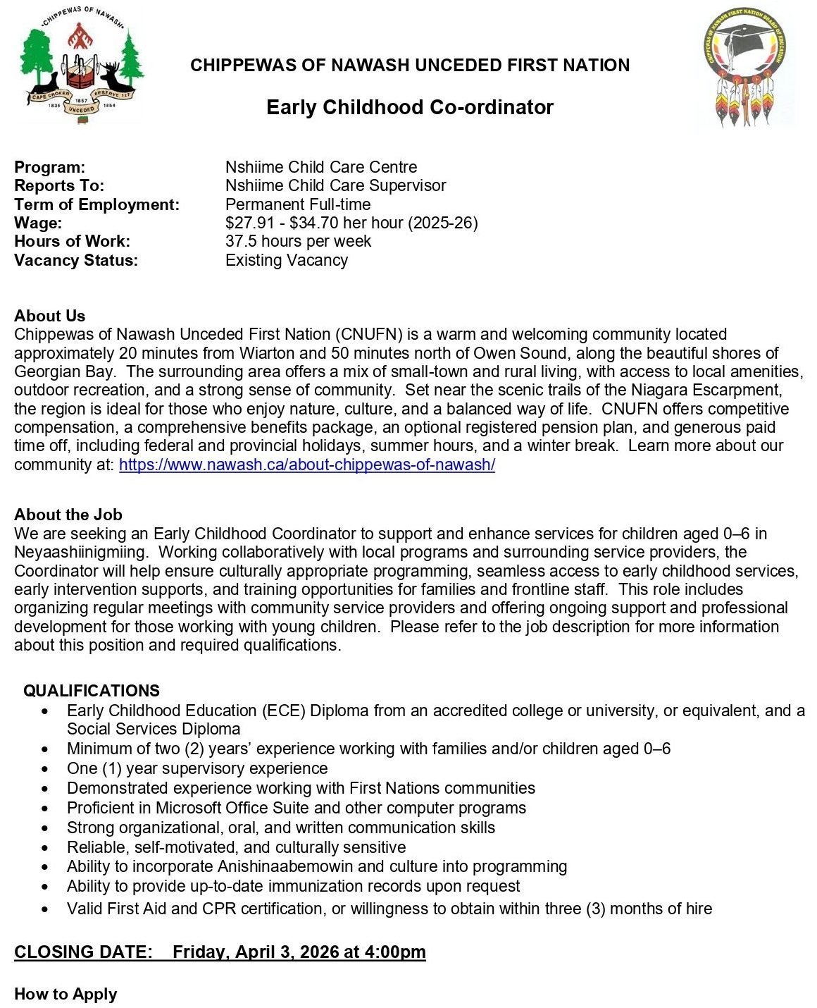 Early Childhood Co-ordinator page 1