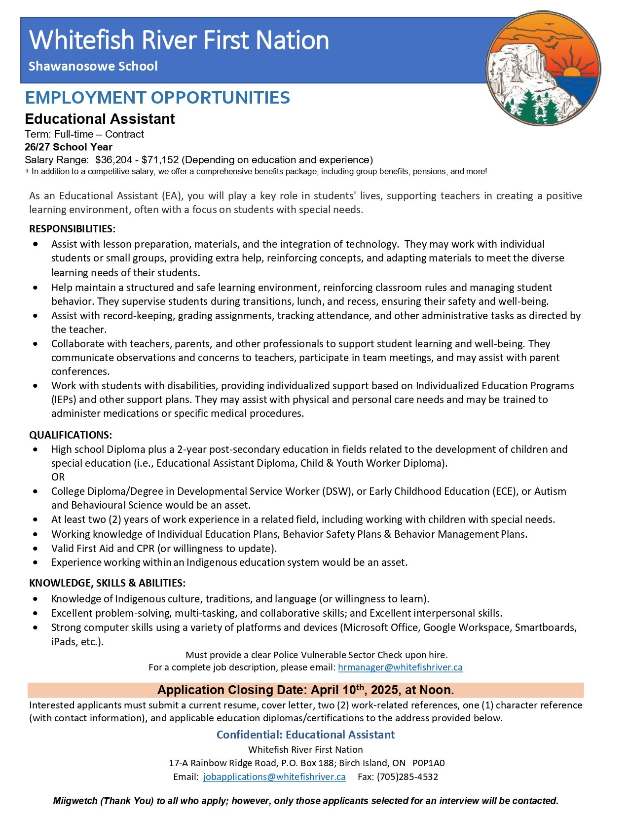 Educational Assistant Job Post