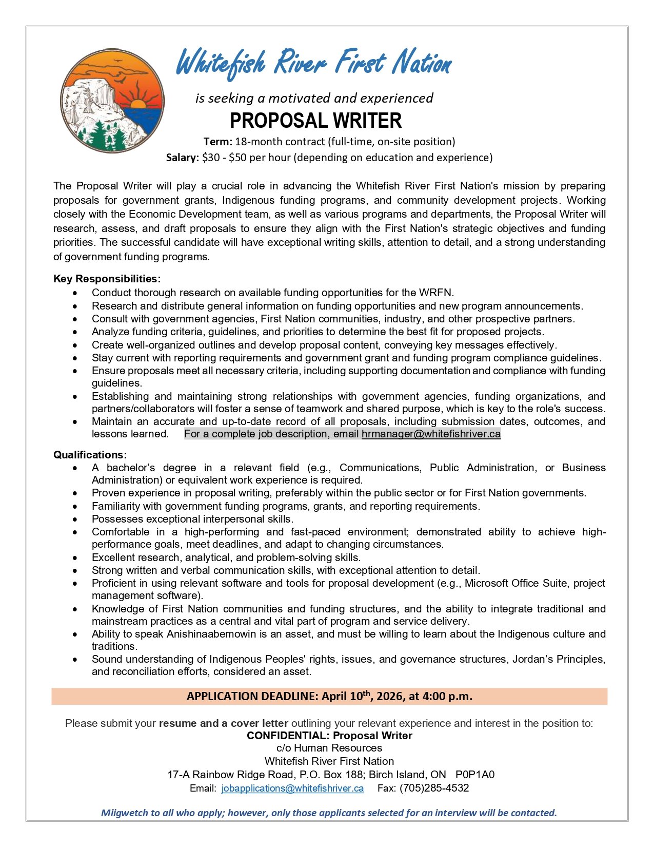 Proposal Writer Job post
