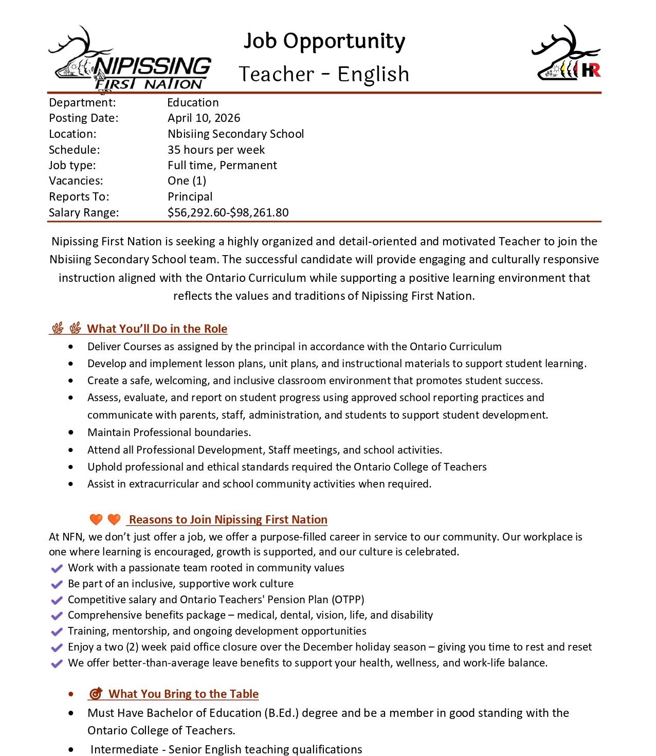 Teacher - English 1