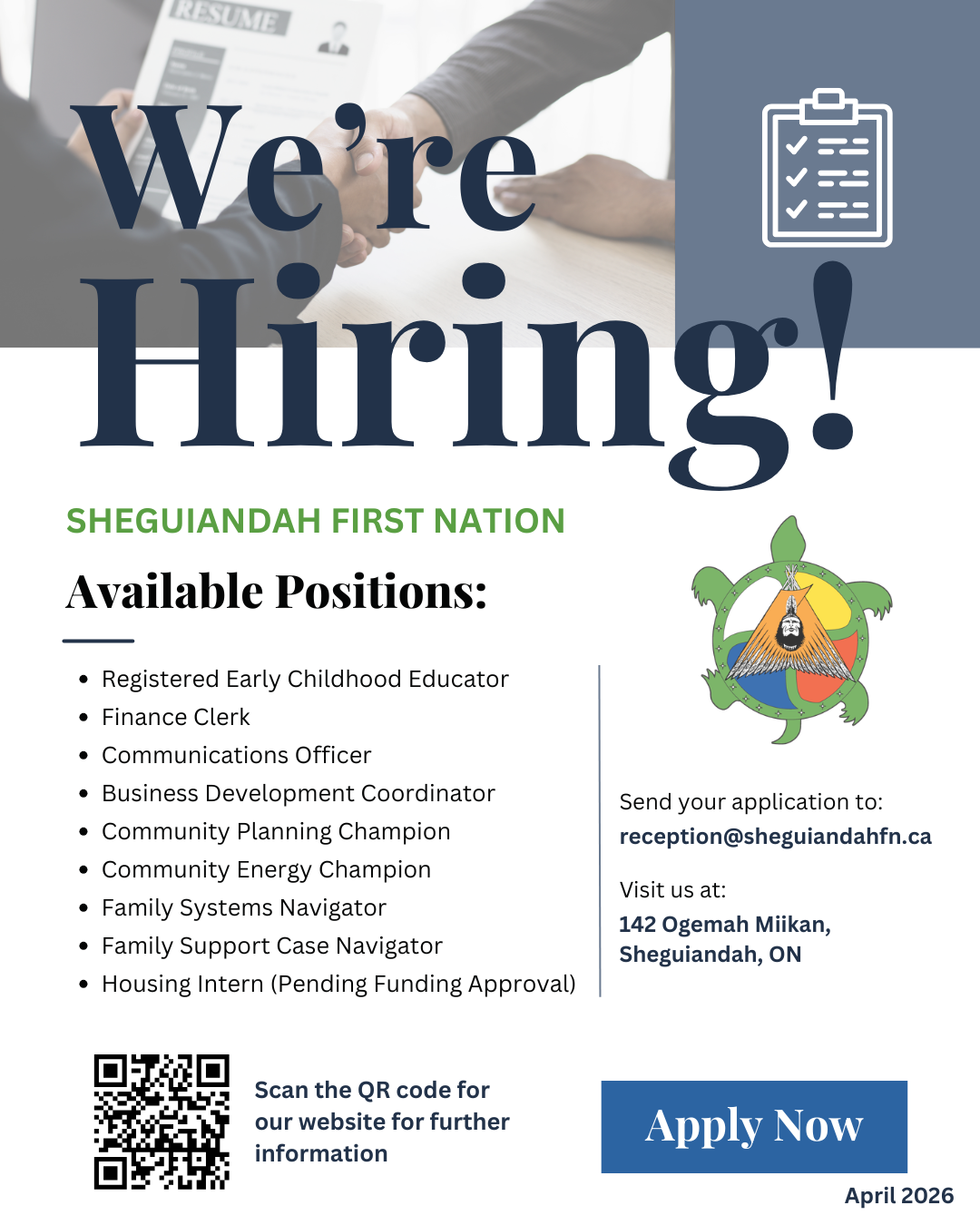 Various Positions for Sheguiandah First Nation