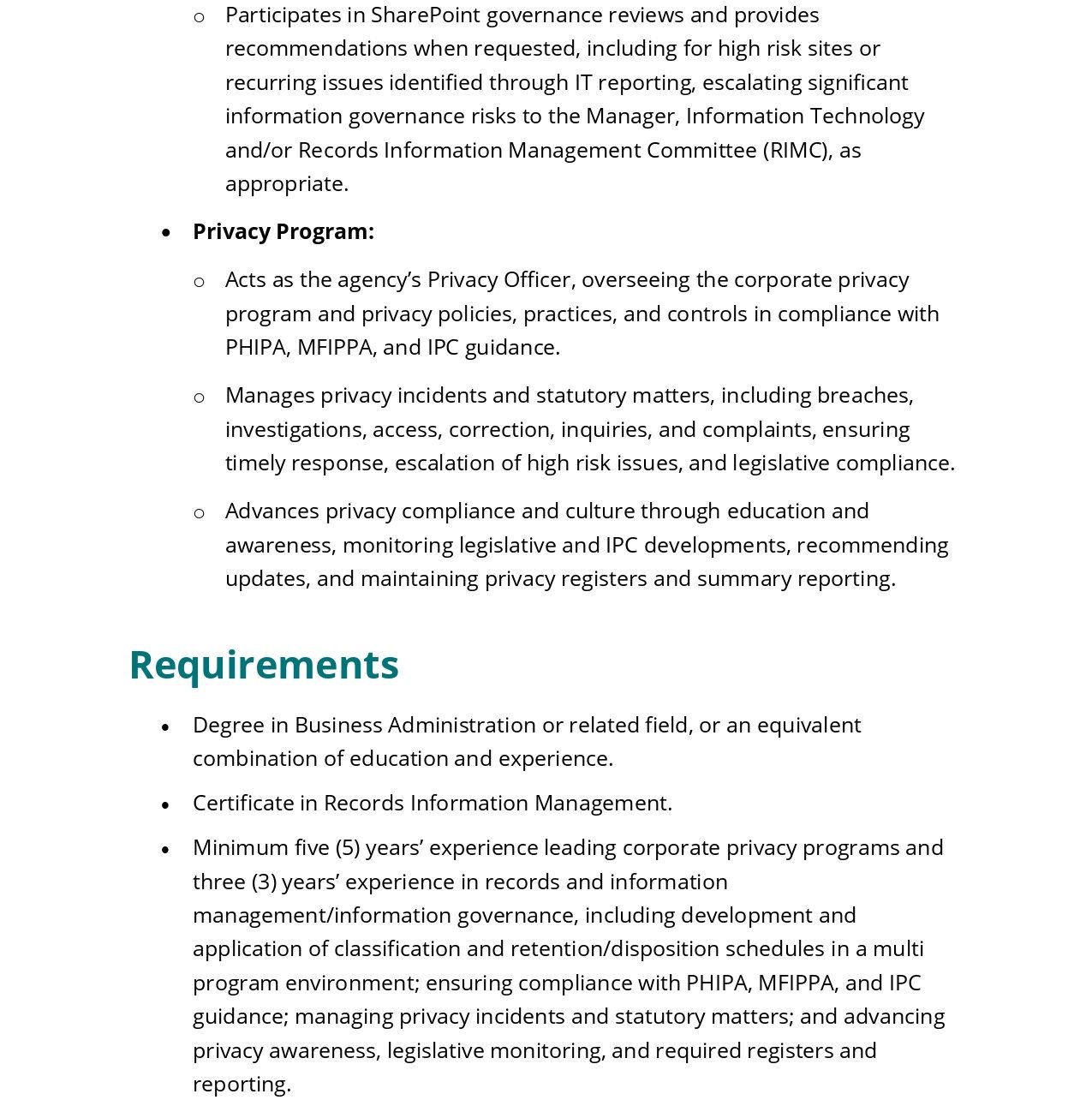 Information, Records and Privacy Specialist 3