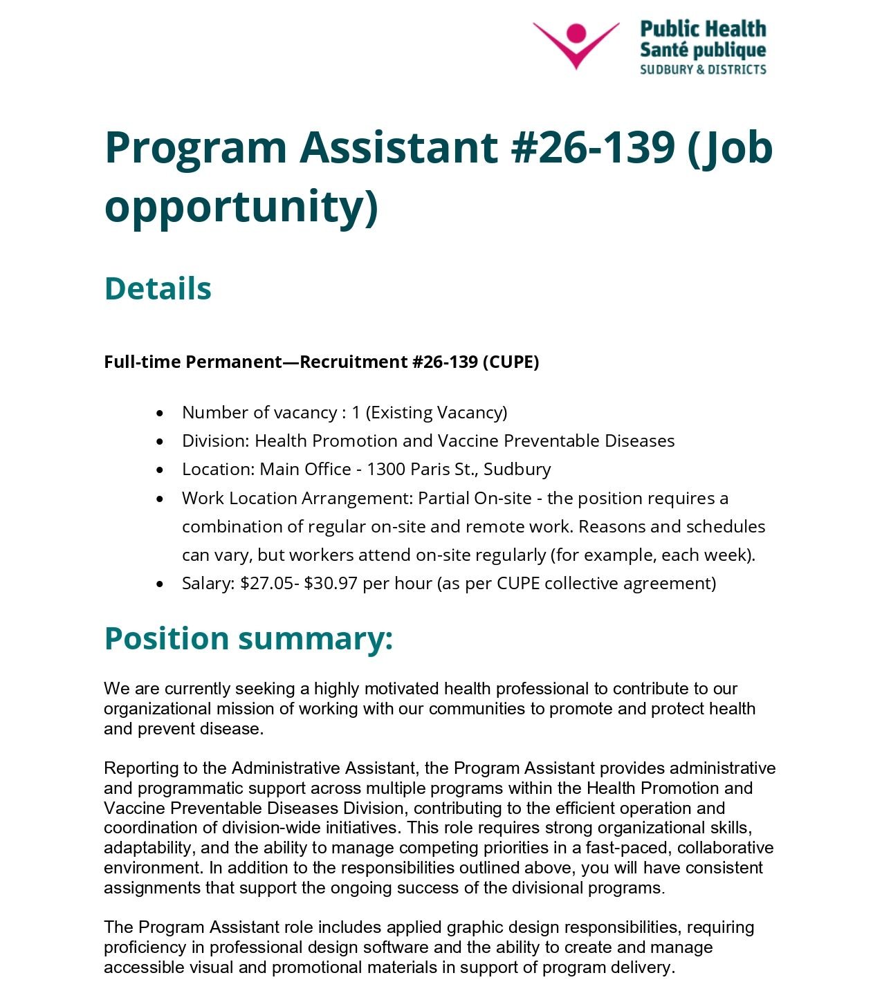 Program Assistant 1