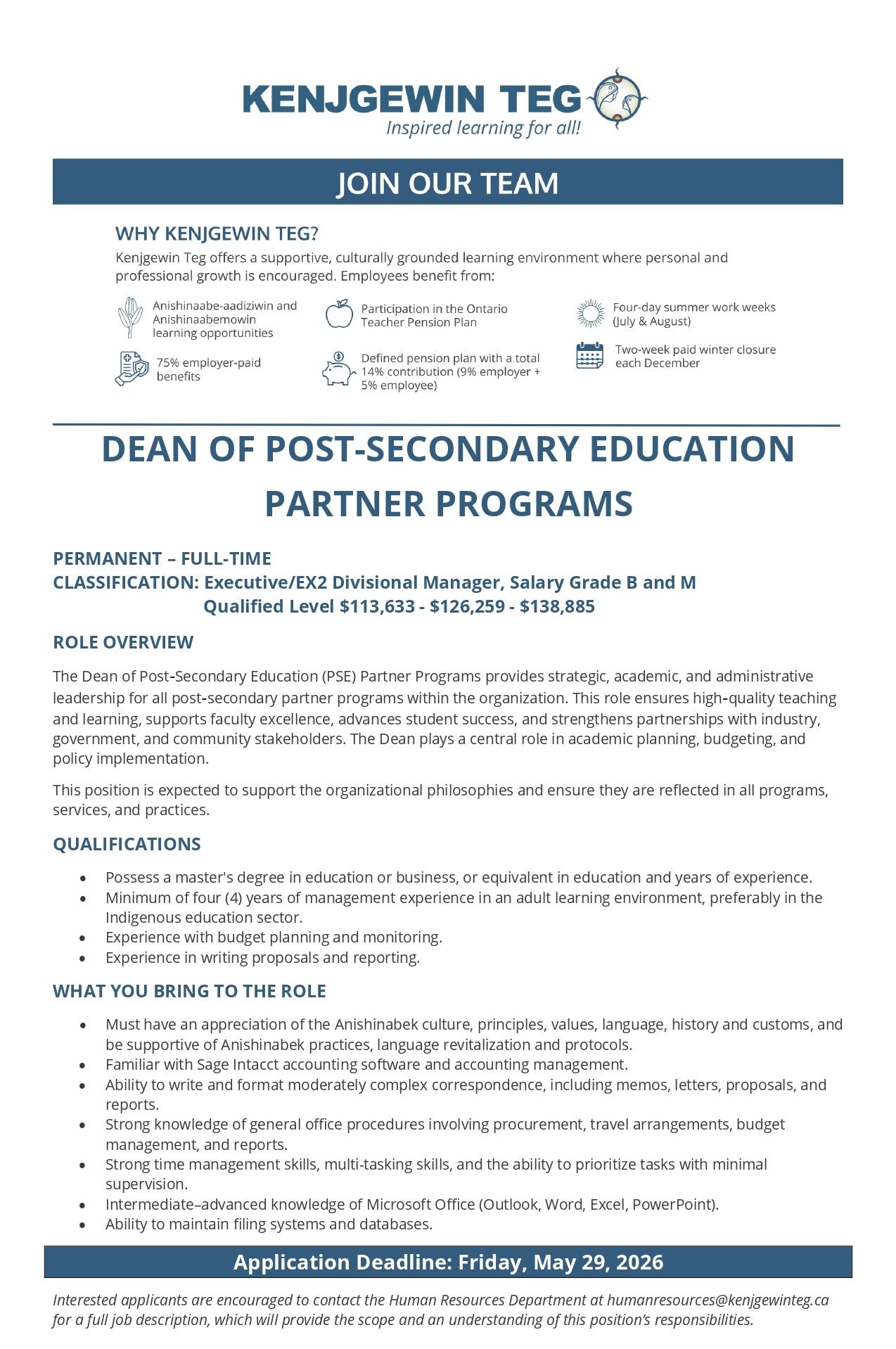 Dean Of Post-Secondary Education Partner Programs 1