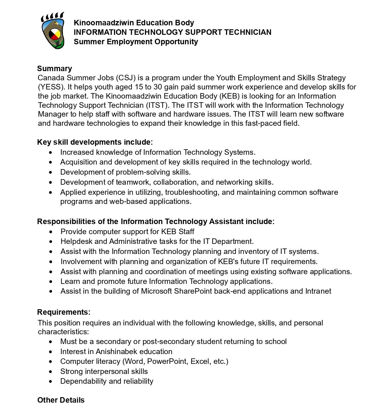 Information Technology Support Technician 1