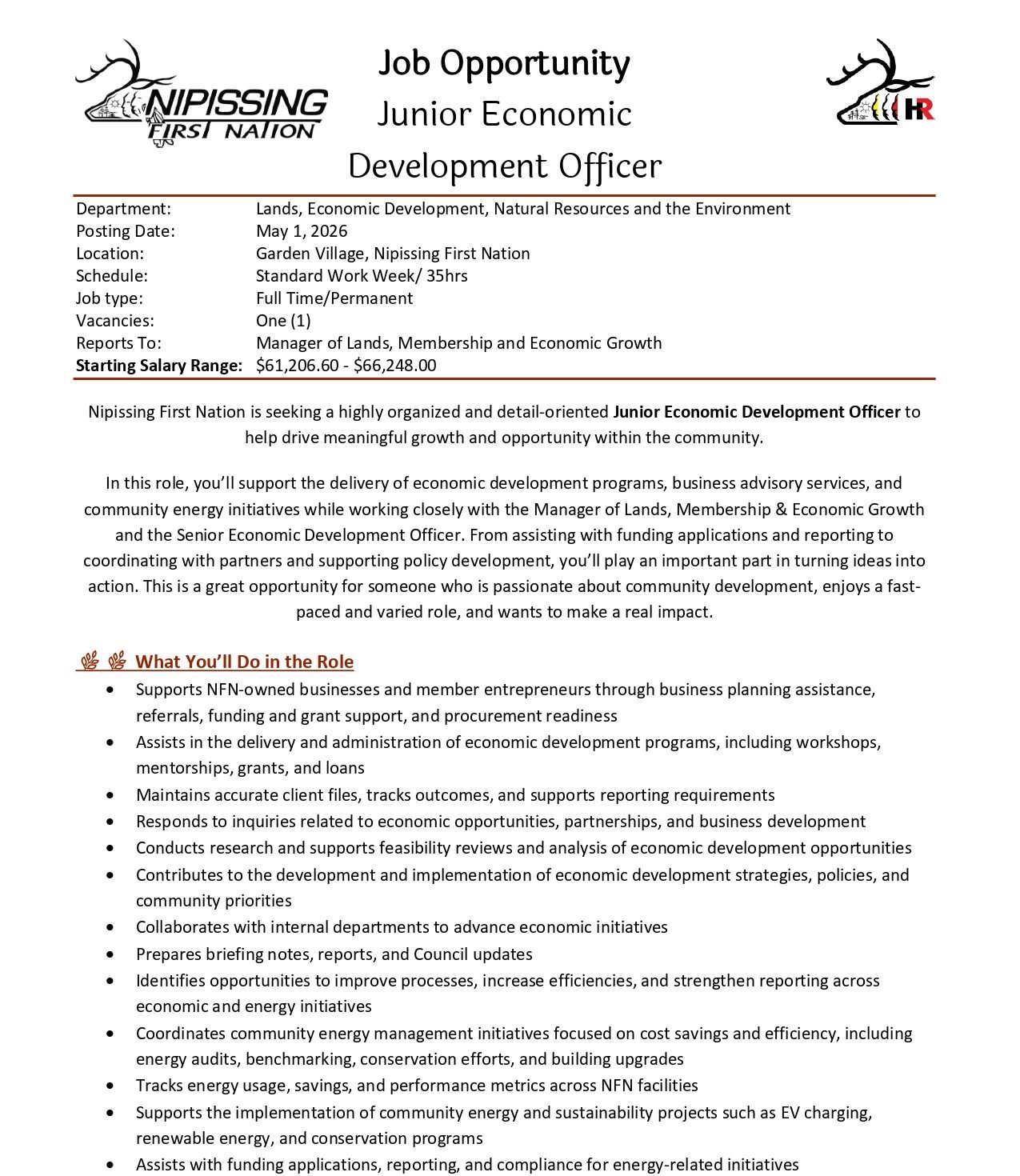 Junior Economic Development Officer 1