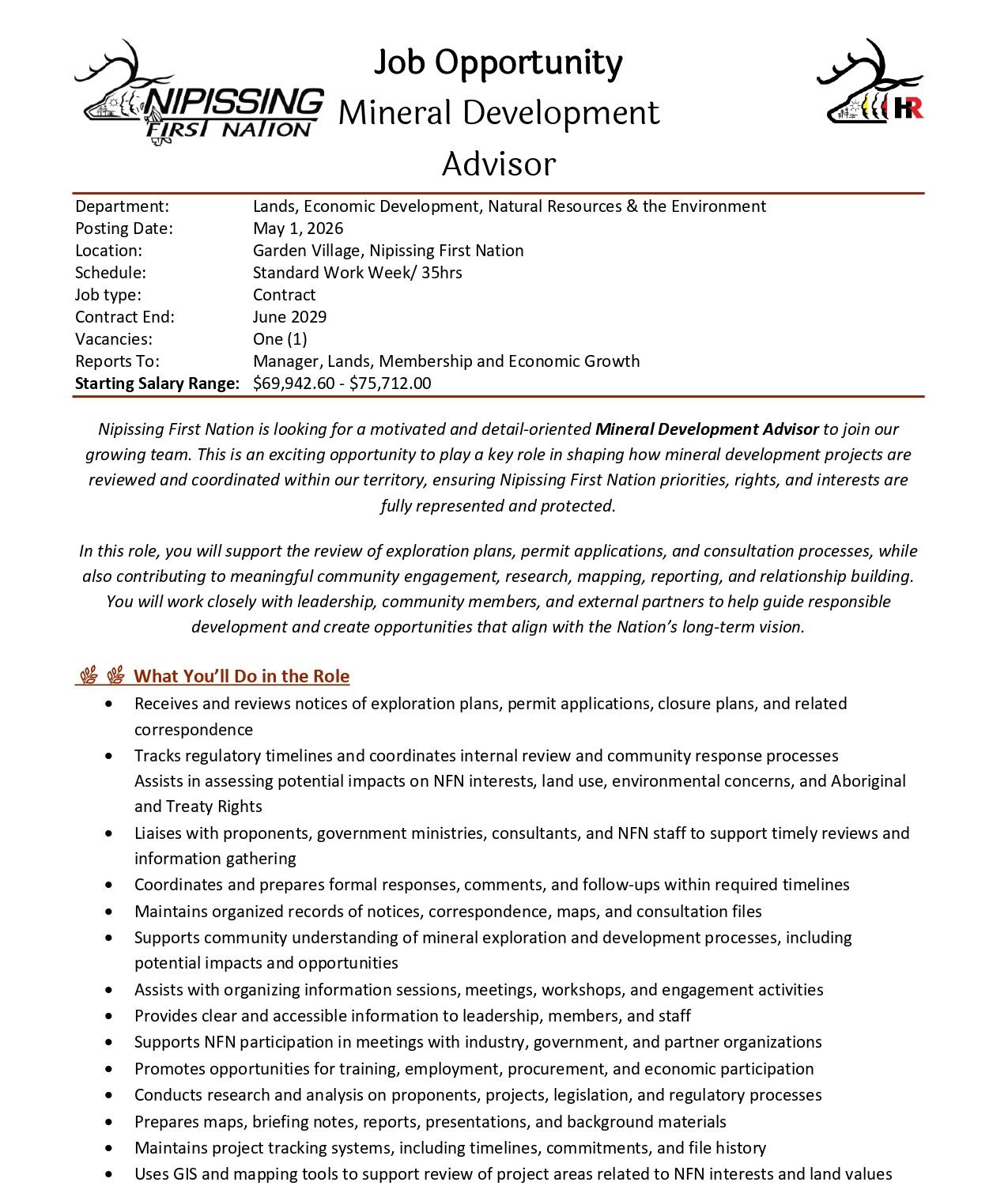 Mineral Development Advisor 1