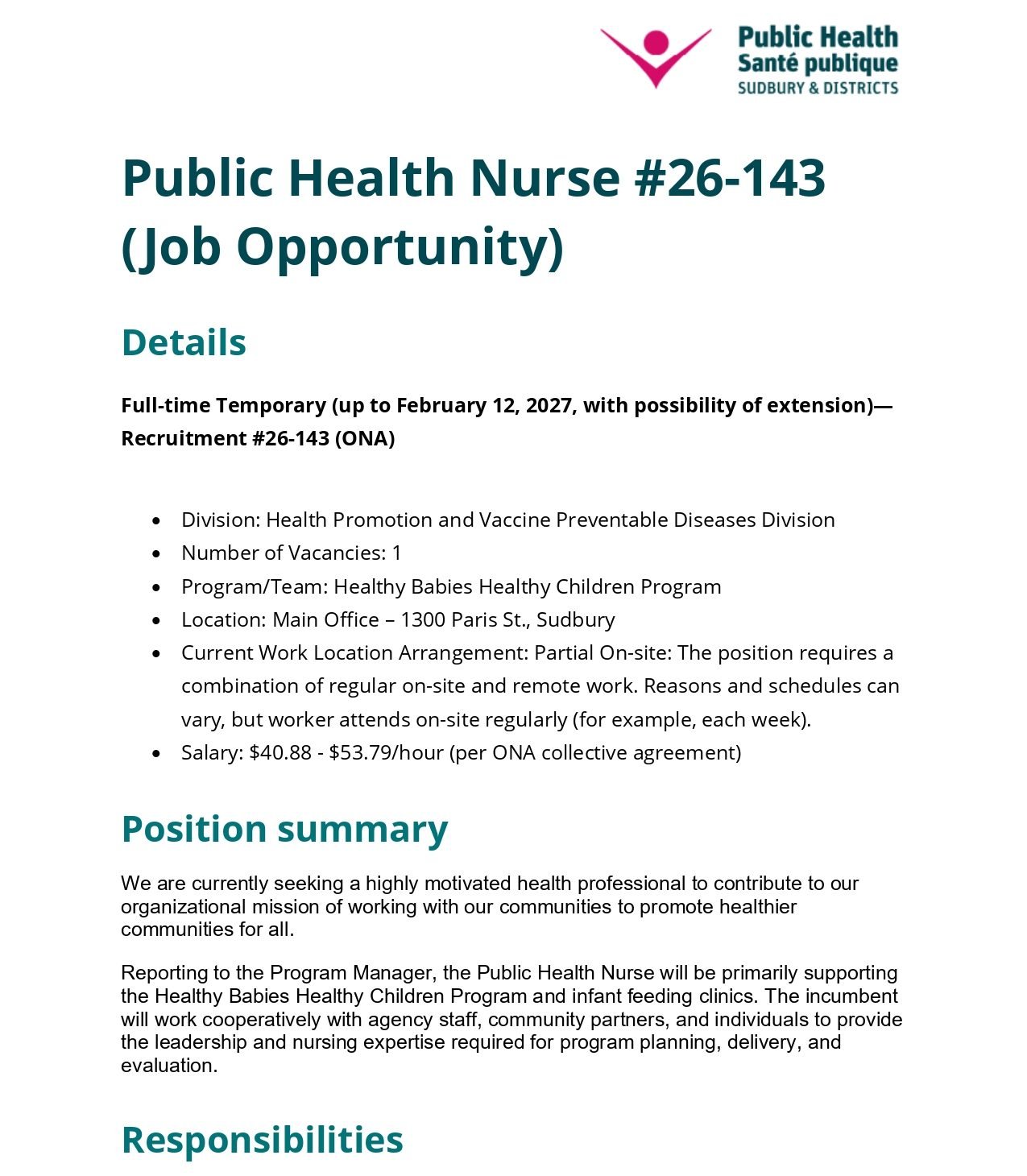 Public Health Nurse 1