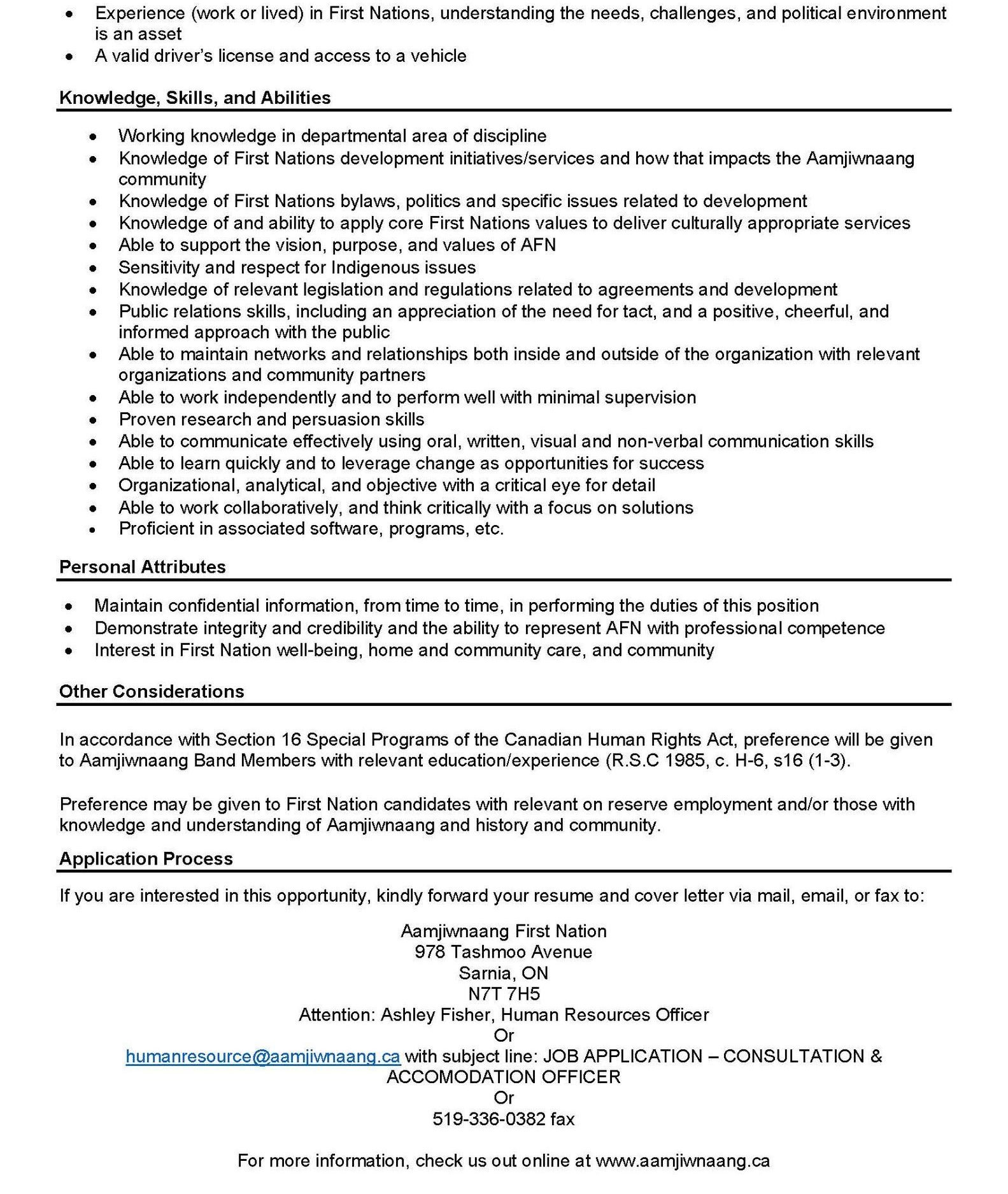 Consultation & Accomodation Officer 2