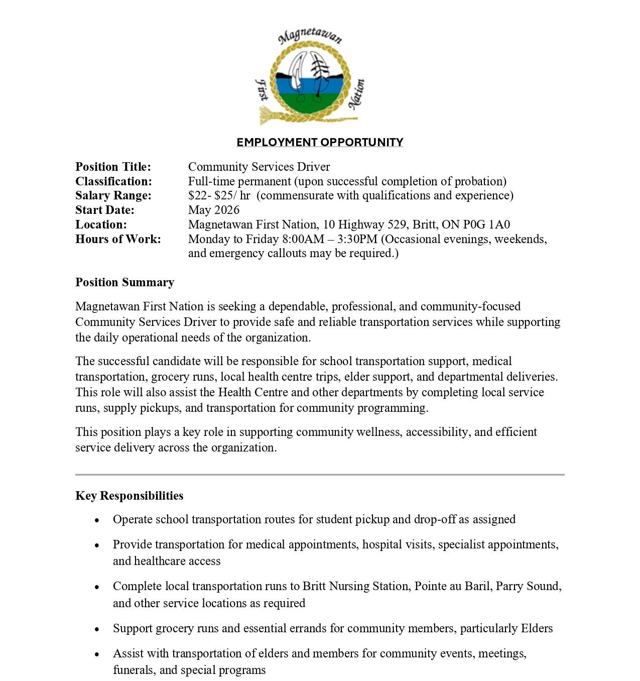 Community Services Driver 1
