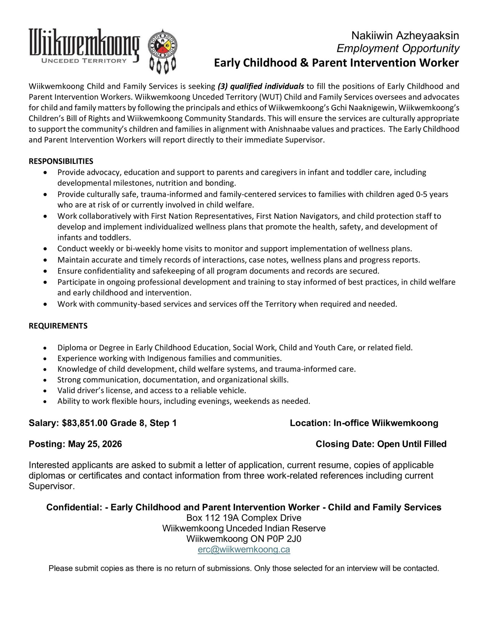 Early Childhood & Parent Intervention Worker