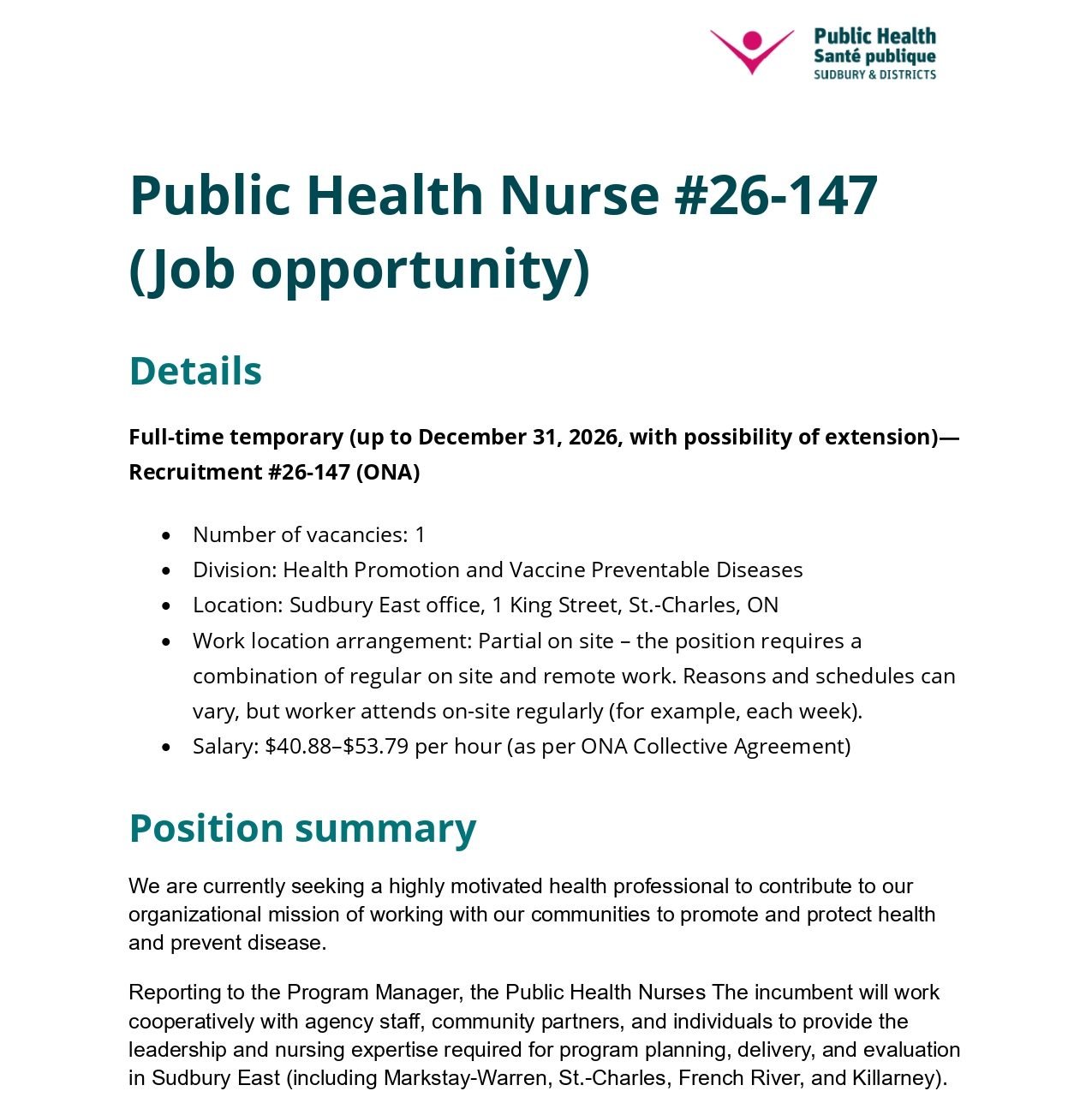 Public Health Nurse 1