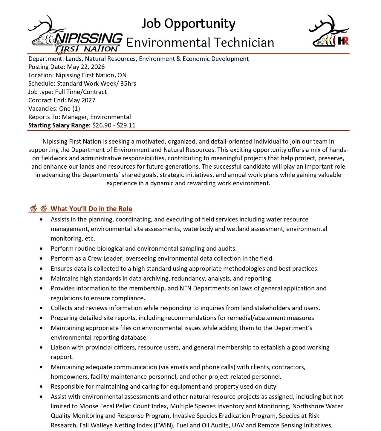 Environmental Technician 1