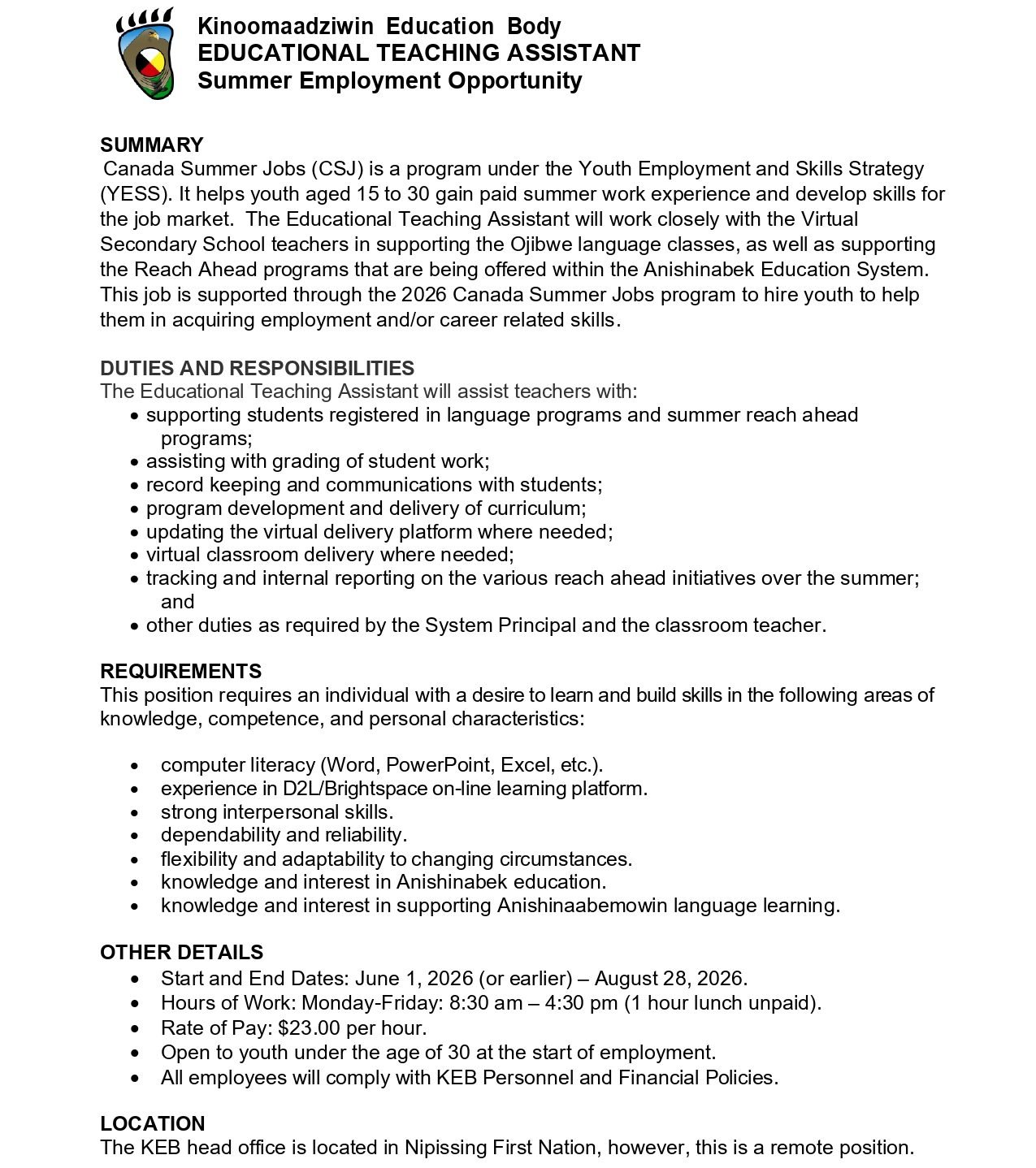 Educational Teaching Assistant 1