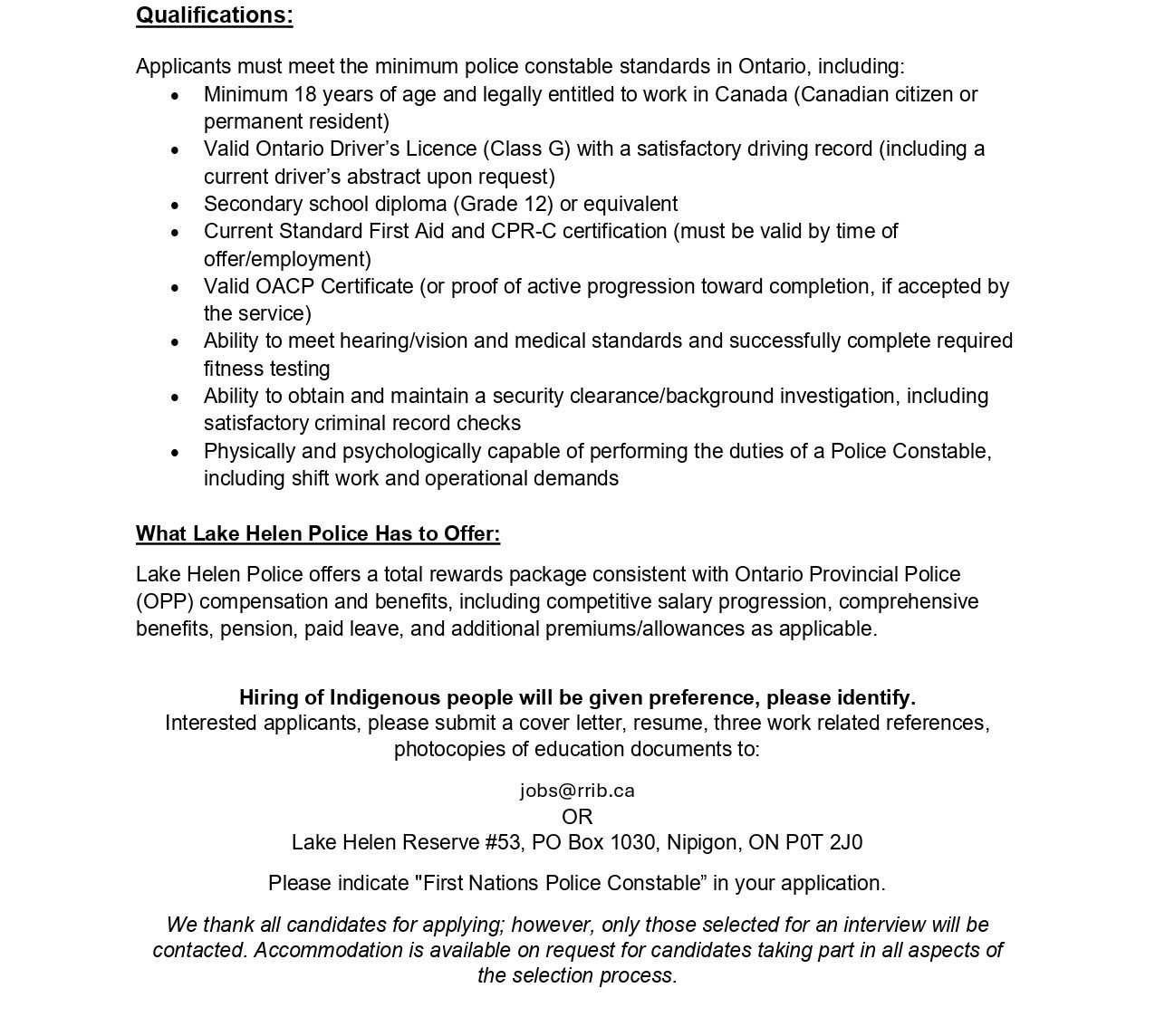 First Nations Police Constable (Recruit/Experienced Officer) 2