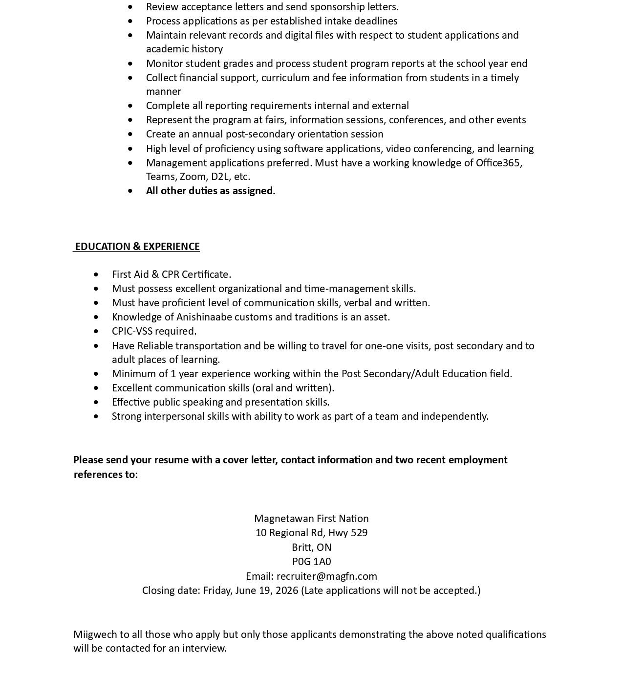 Post Secondary/Adult Education Coordinator 2