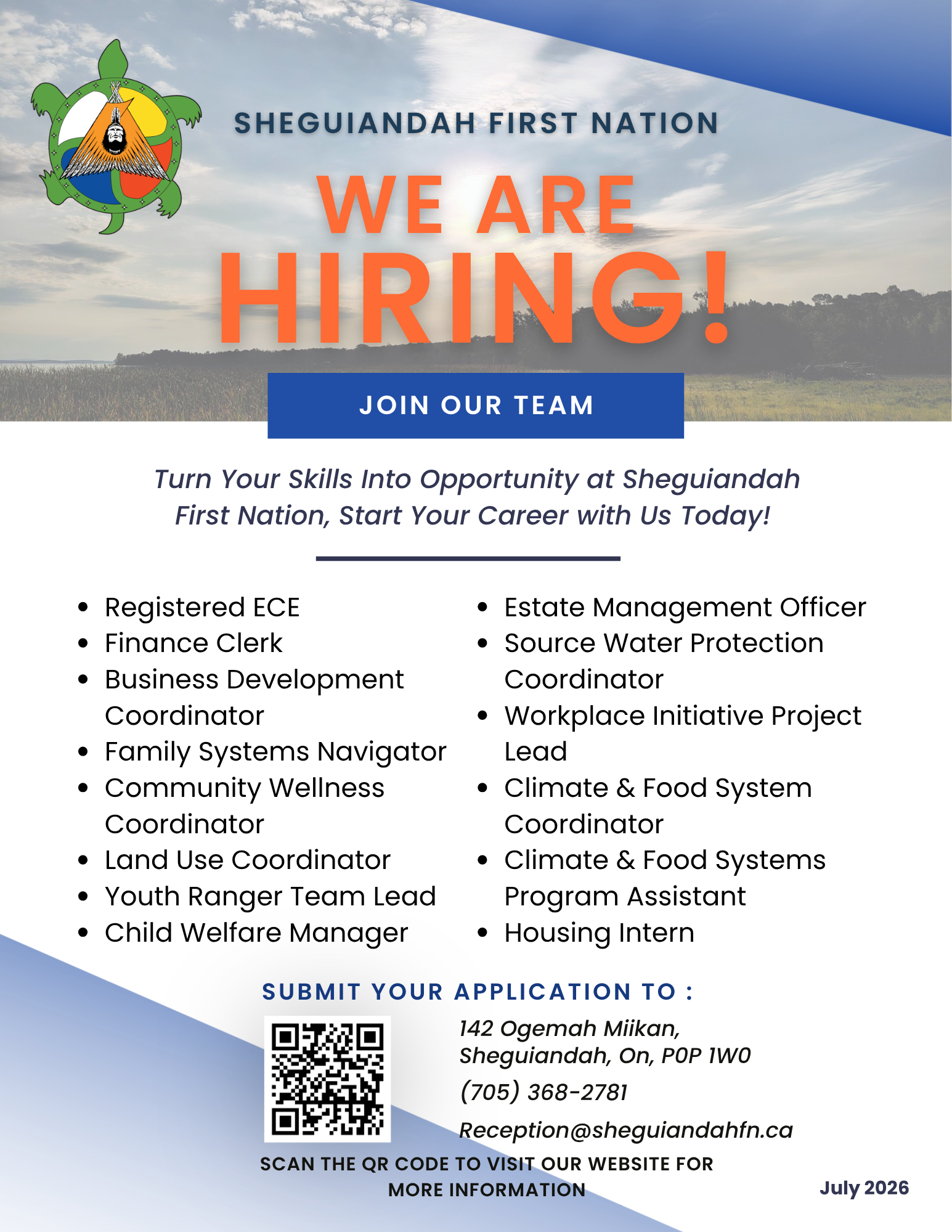 Various Positions for Sheguiandah First Nation 