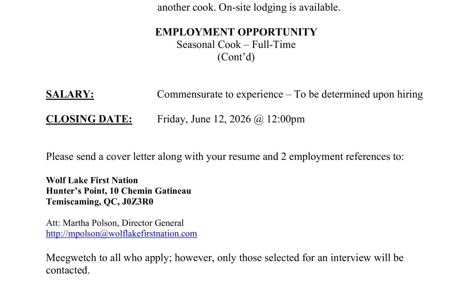 Seasonal Cook - Full Time 2