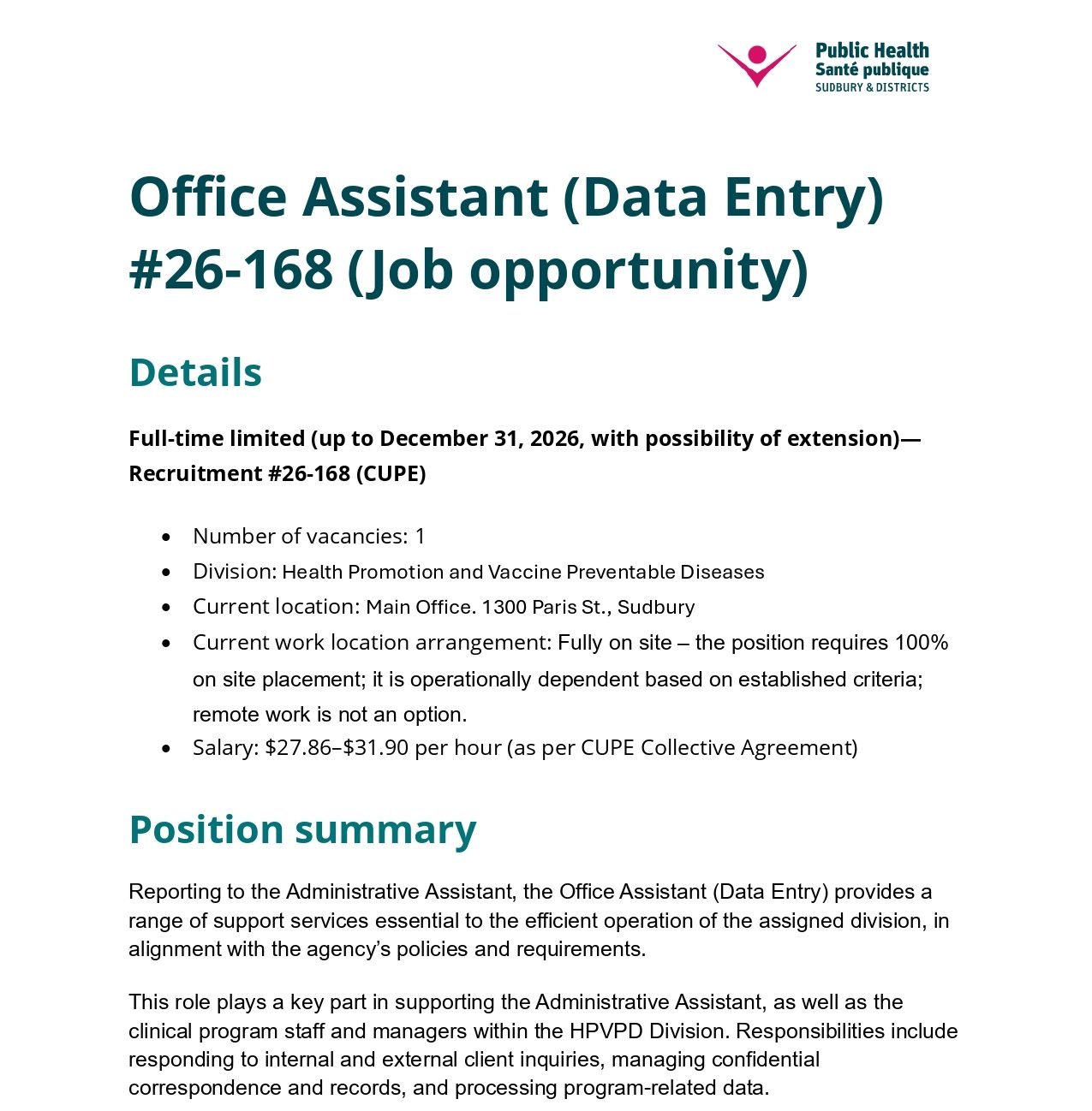 Office Assistant (Data Entry) 1
