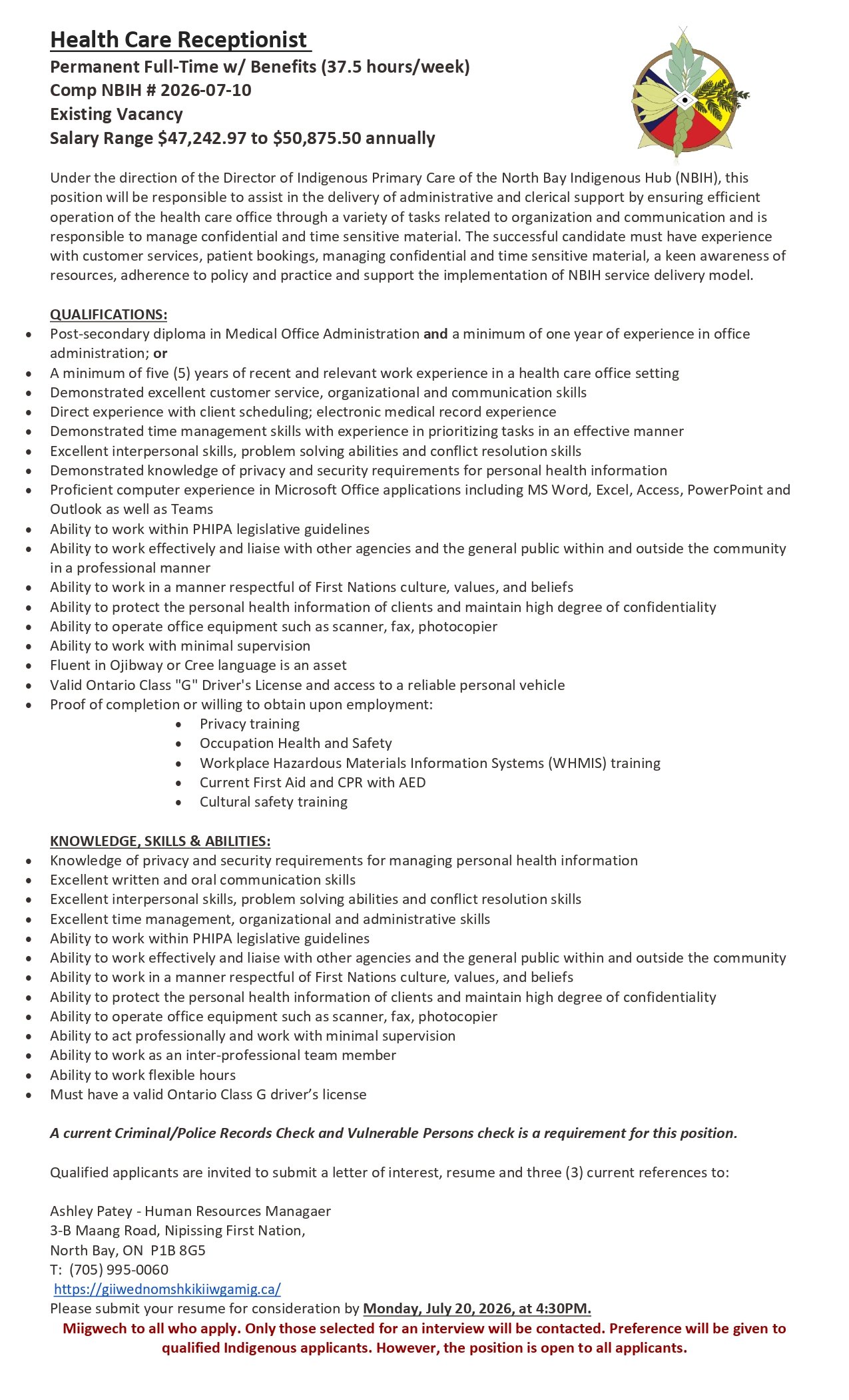 Health Care Receptionist