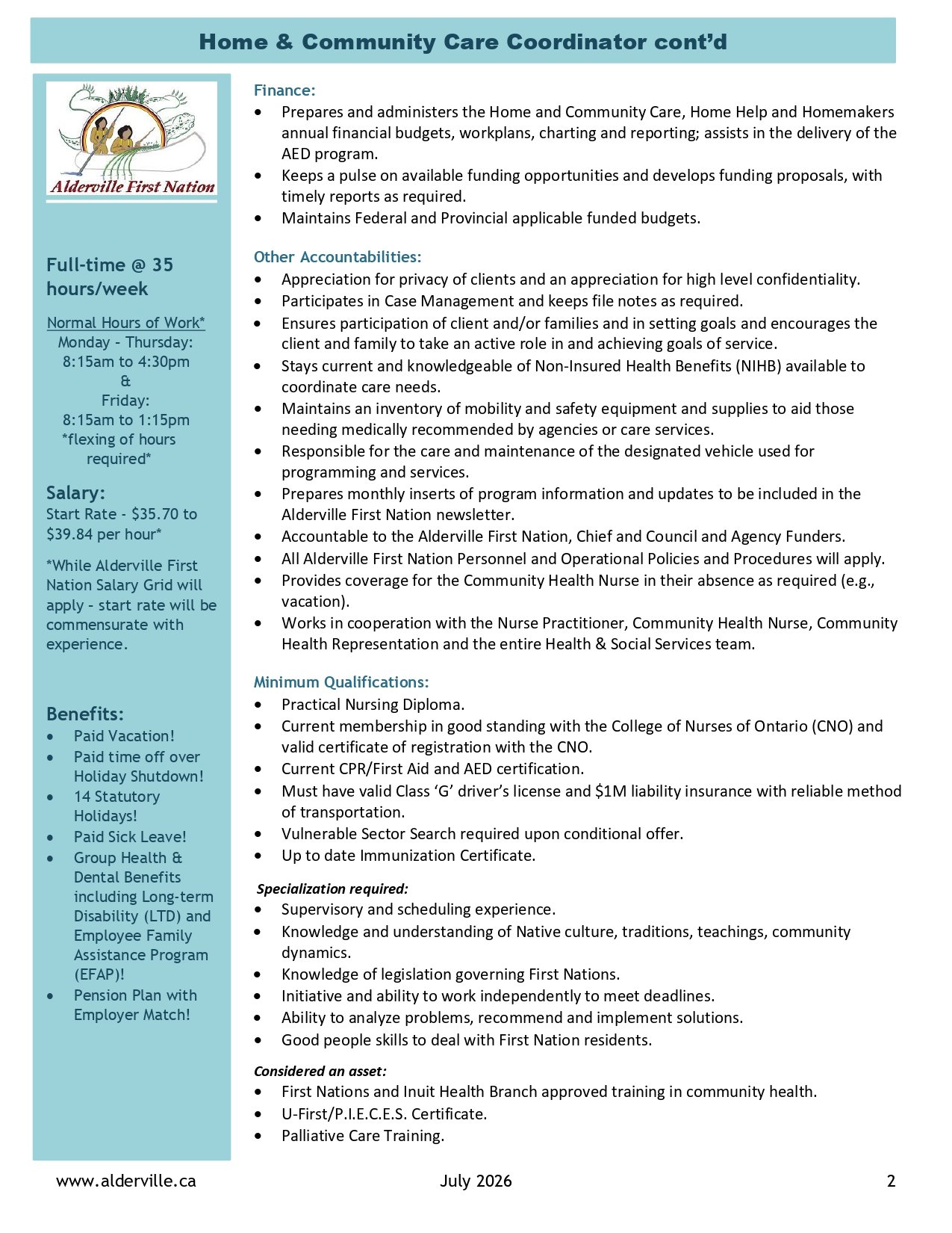 Home & Community Care Coordinator 2