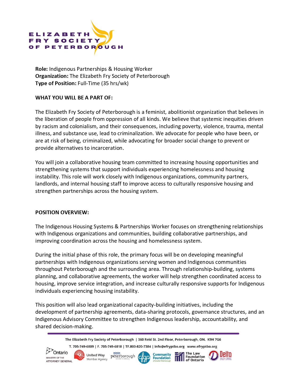 Indigenous Partnerships & Housing Worker 1