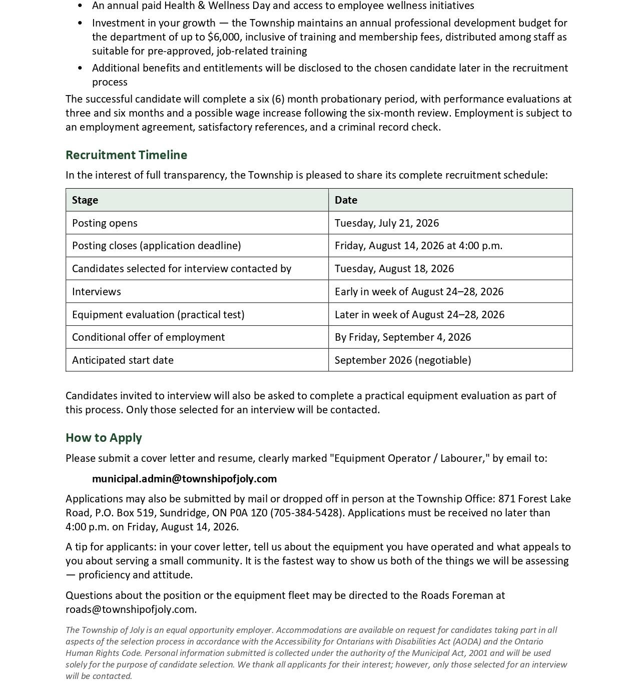 Equipment Operator/Labourer - Roads Department 3