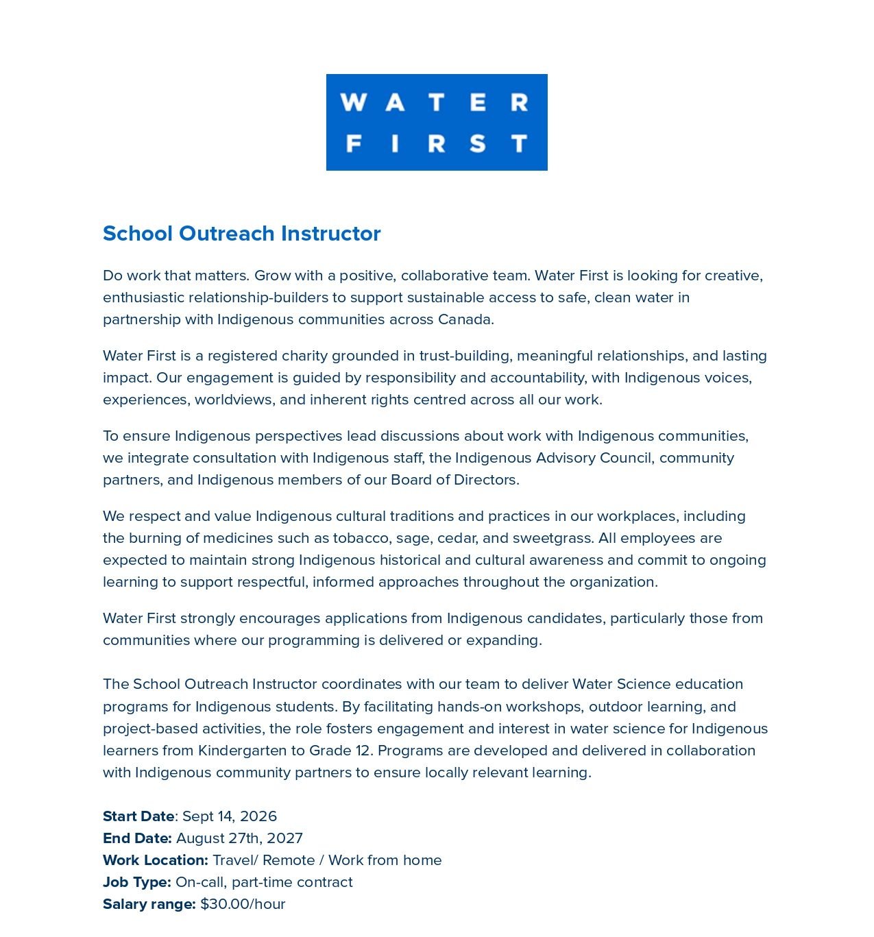 School Outreach Instructor 1
