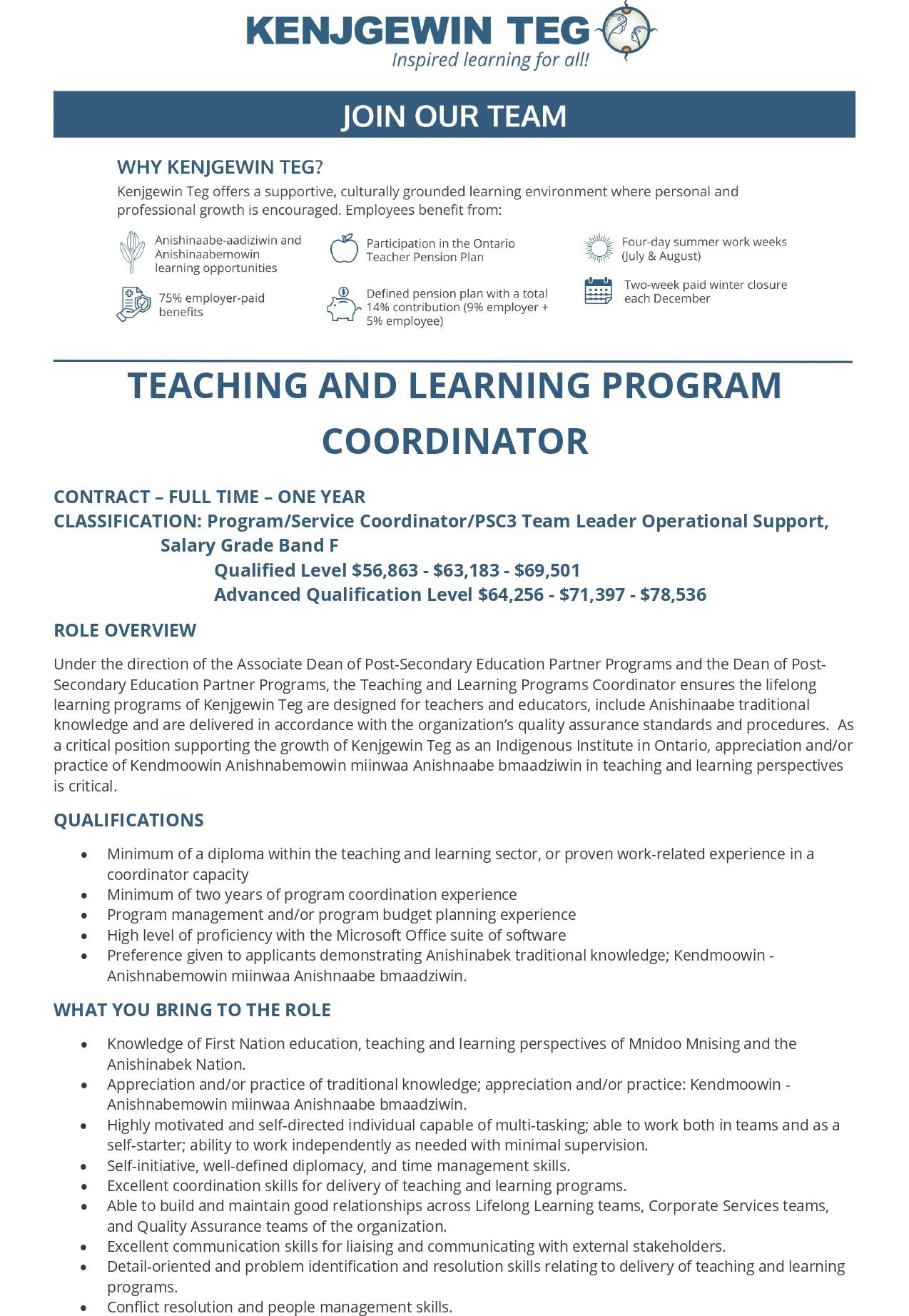 Teaching and Learning Program Coordinator 1