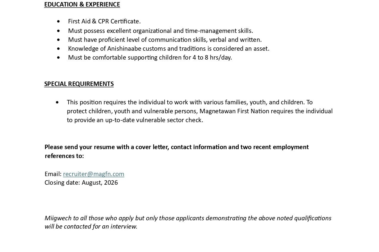 Child & Youth Assistant 2