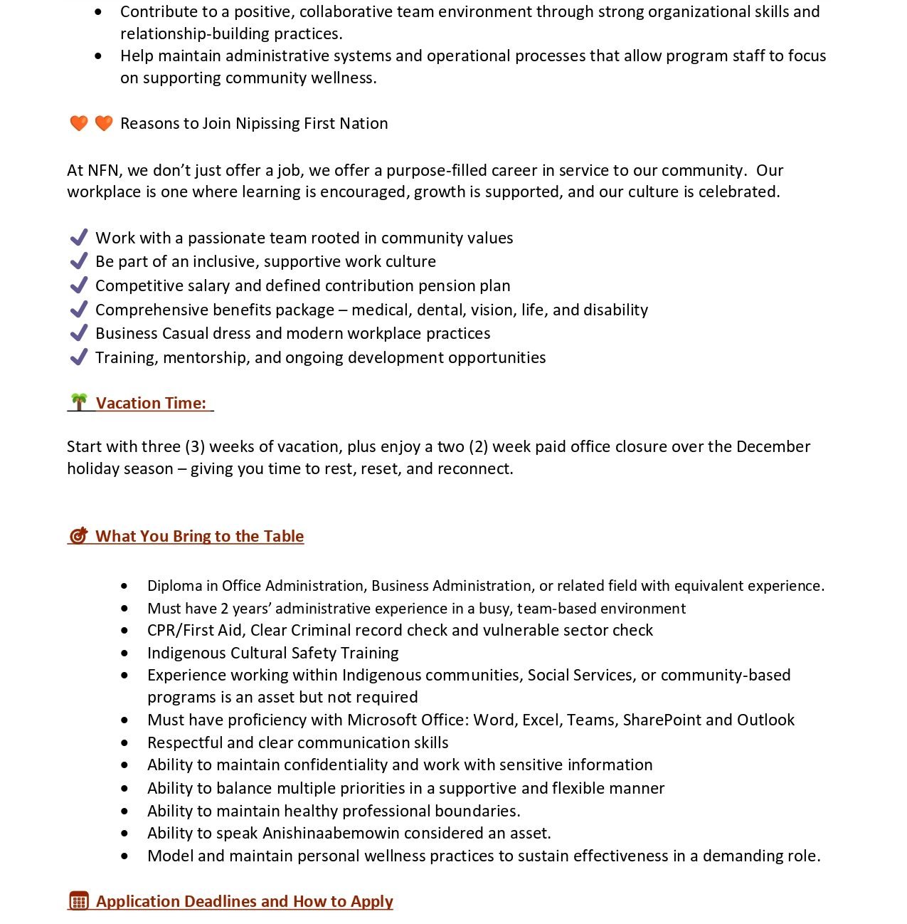 Administrative Assistant Wellness Camp & Outreach 2