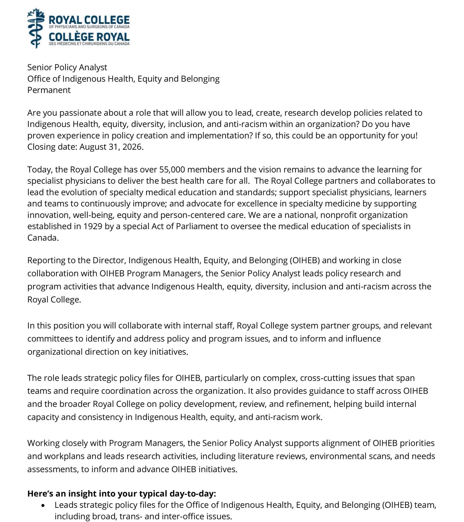 Senior Policy Analyst 1