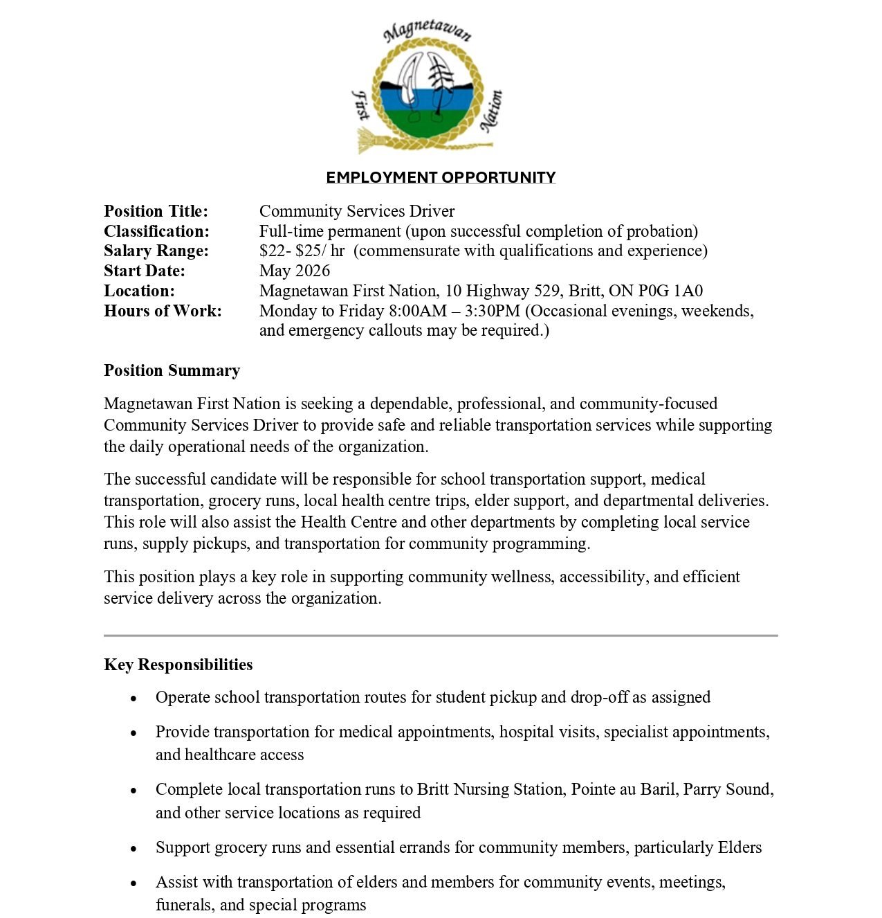 Community Services Driver 1
