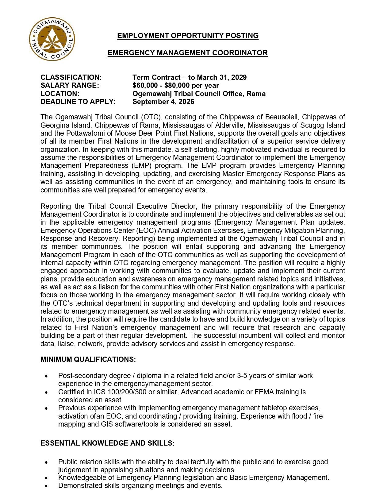 Emergency Management Coordinator 1