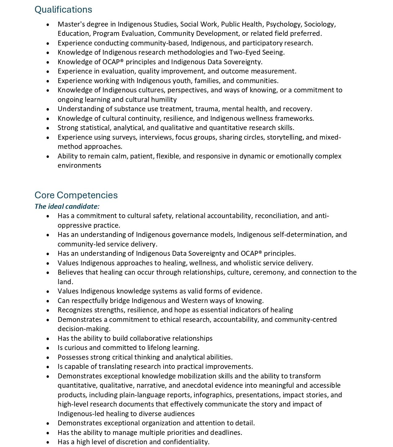 Indigenous Research, Evaluation & Continuous Quality Improvement Specialist 8