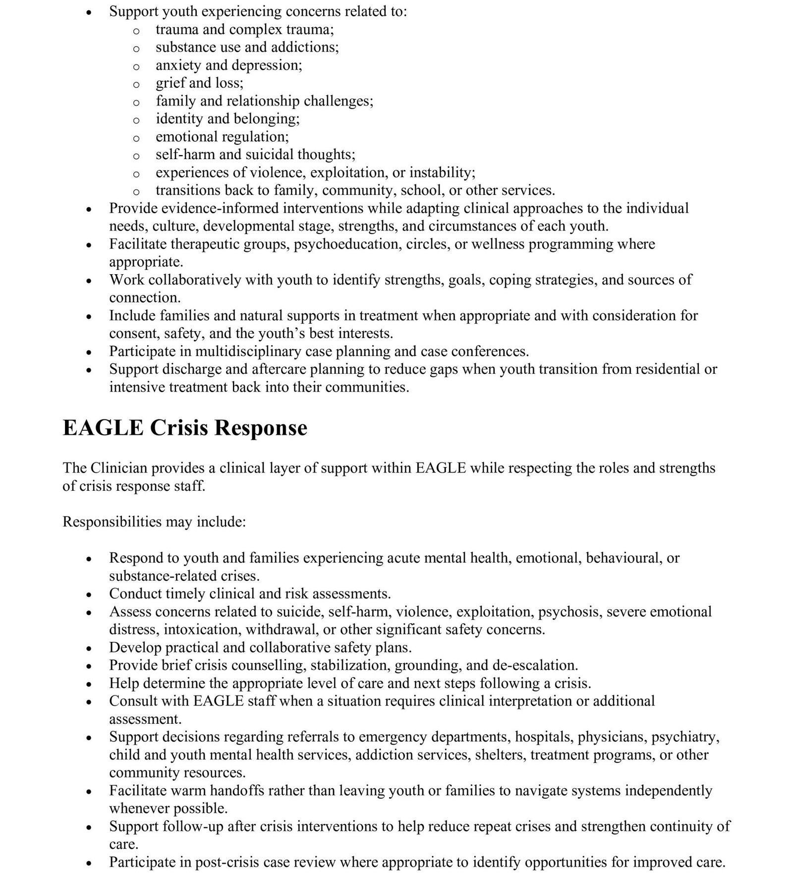 Clinician - Youth Treatment & EAGLE Crisis Response 2