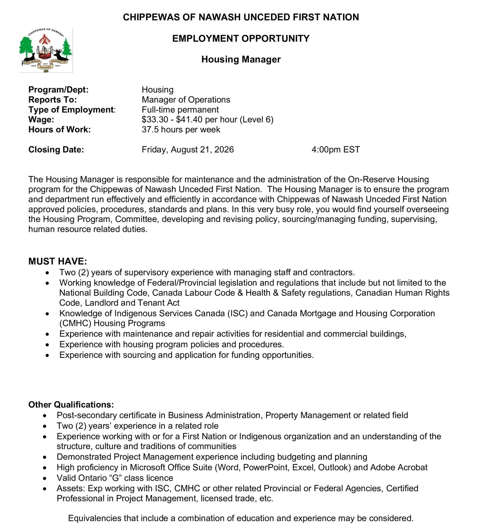 Housing Manager 1