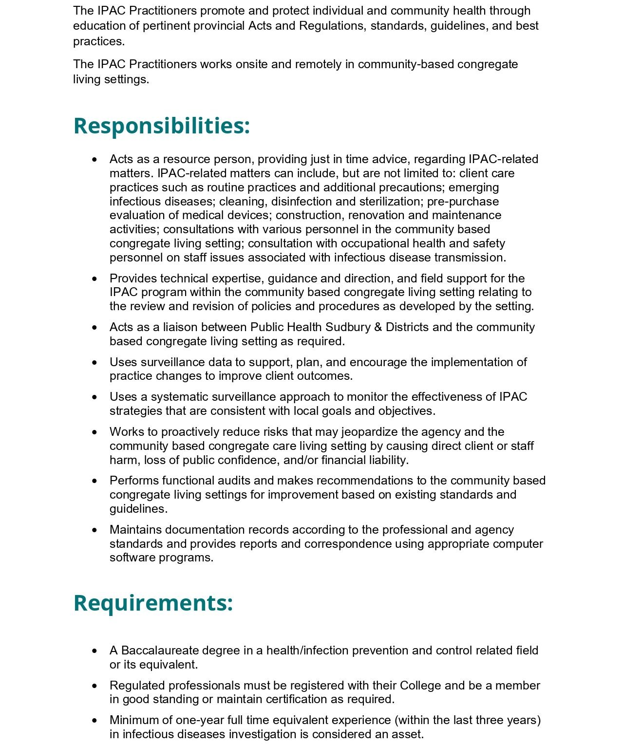 Infection Prevention and Control (IPAC) Practitioners 2