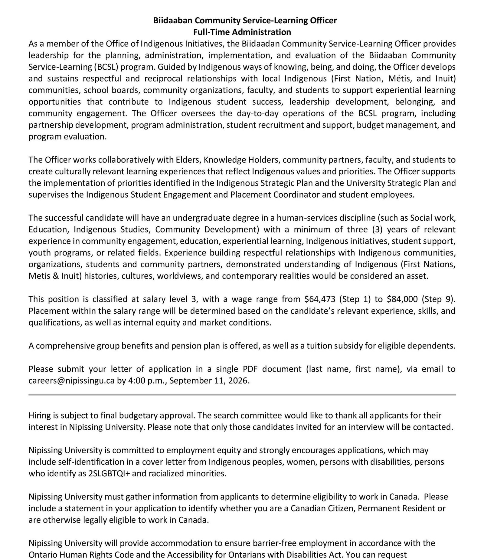 Biidaaban Community Service-Learning Officer 1