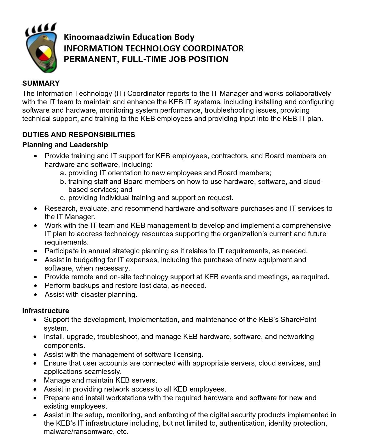 Information Technology Coordinator 1