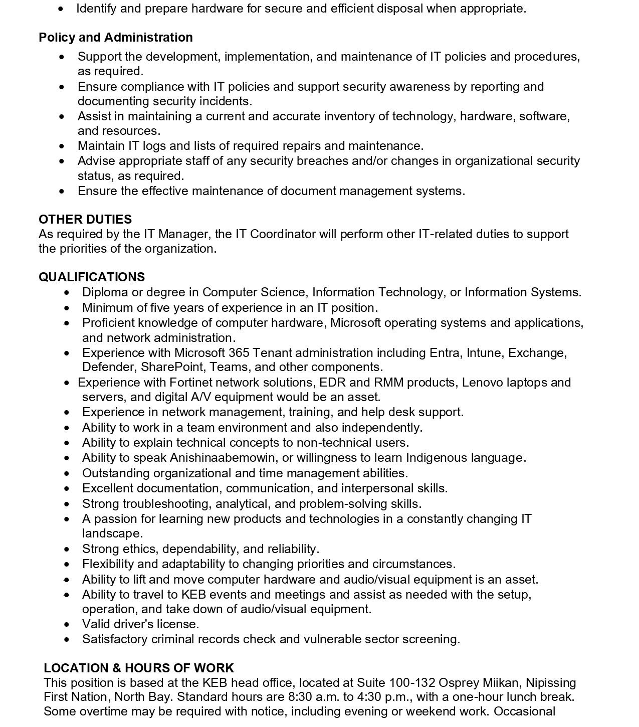 Information Technology Coordinator 2